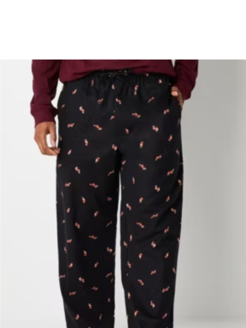 Men's Black Patterned Lounge Pants with Foxes